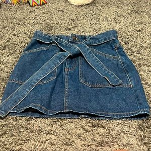 Cute denim mini skirt with tie :)